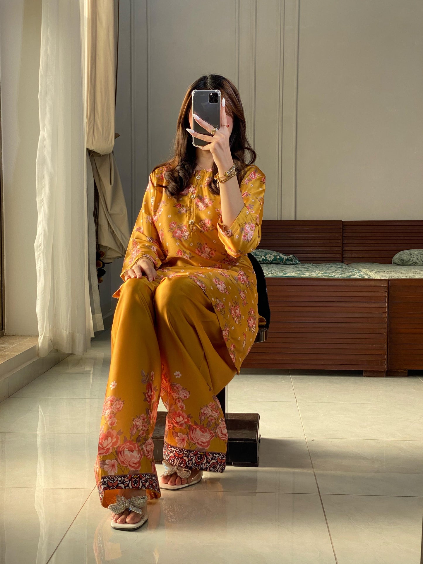 Yellow Elegant Pakistani Farshi Suit with Duppata