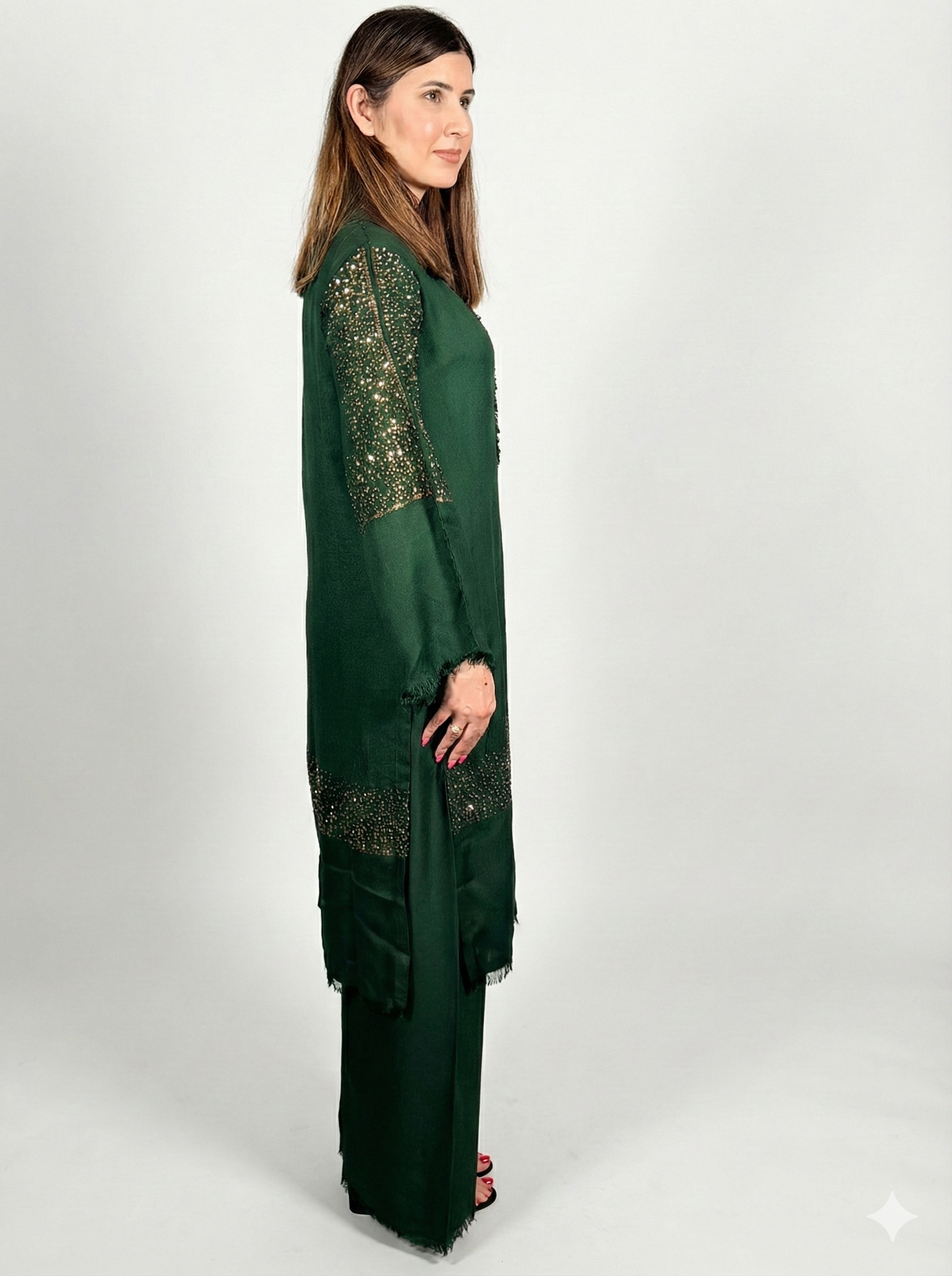 Pure Pashmina Warm Co Ord With Stone Work