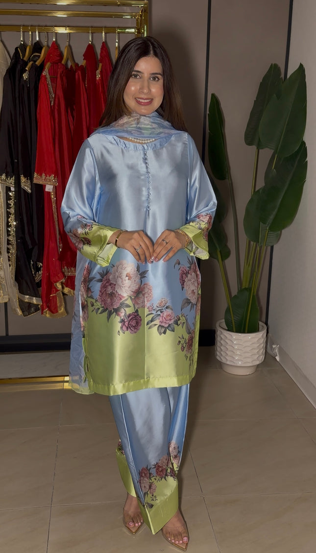 Blue Lemon Ombre Farshi Suit