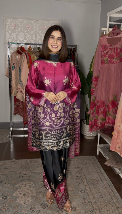 Purple & Black Farshi Suit