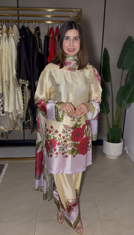 Lime lavender Farshi Suit