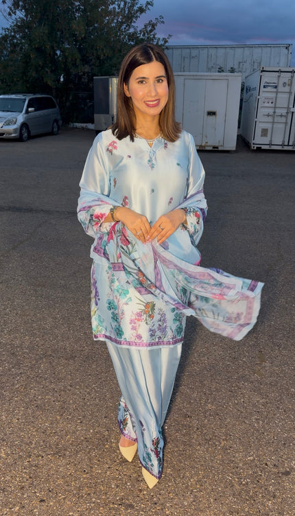 Sky Blue Farshi Suit IN113