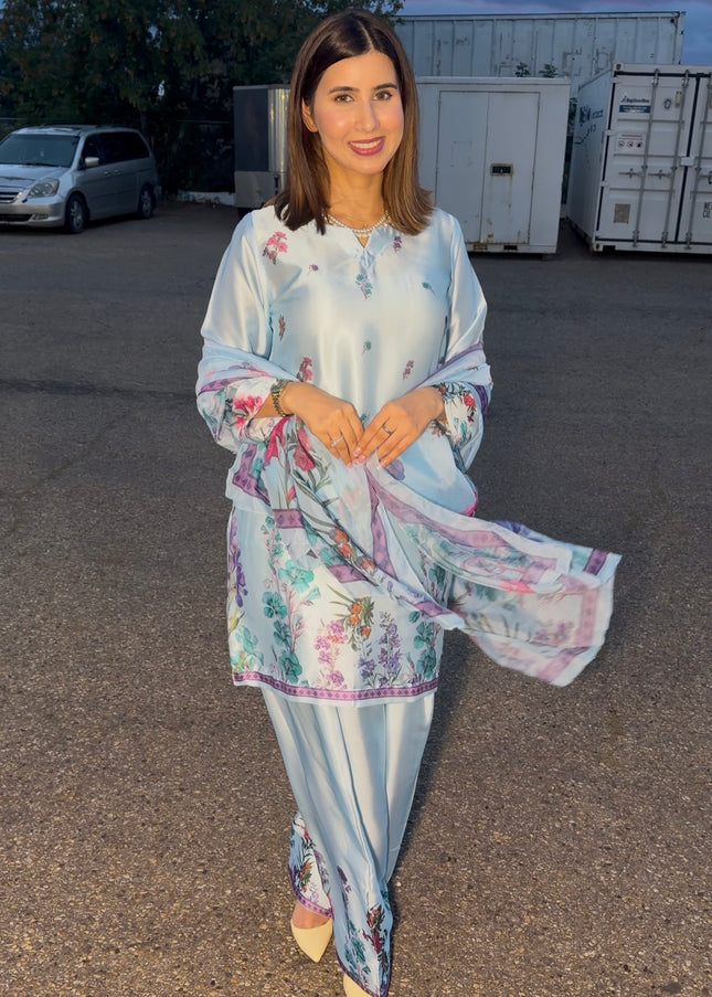 Sky Blue Farshi Suit IN113