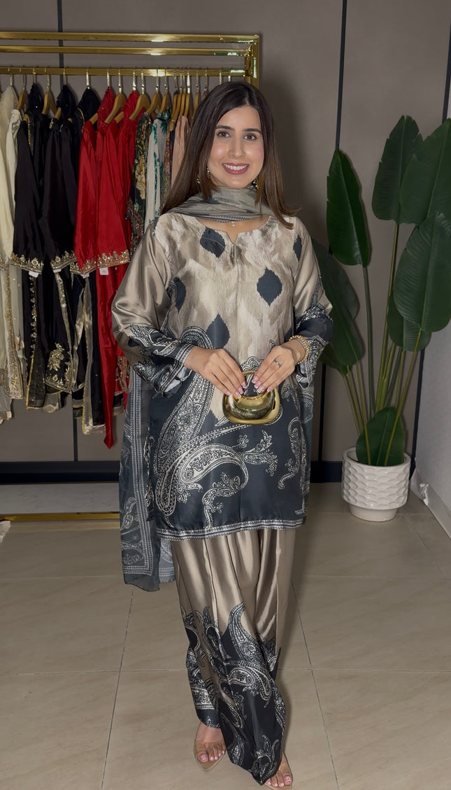 Olive Black Farshi Suit
