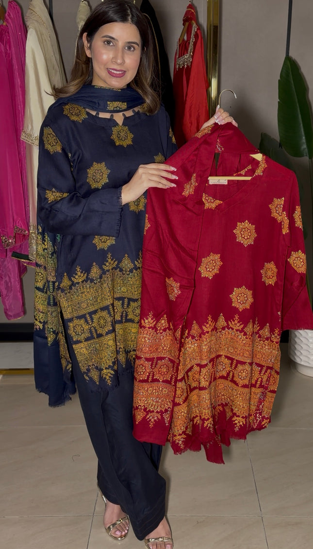 Red Pashmina with shawl