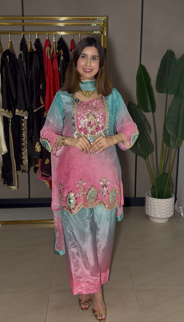 Pink Blue Ombre Suit