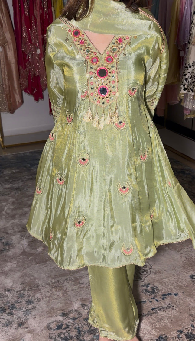 Green Short Anarkali