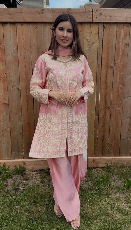Pure silk Bubblegum pink open style outfit