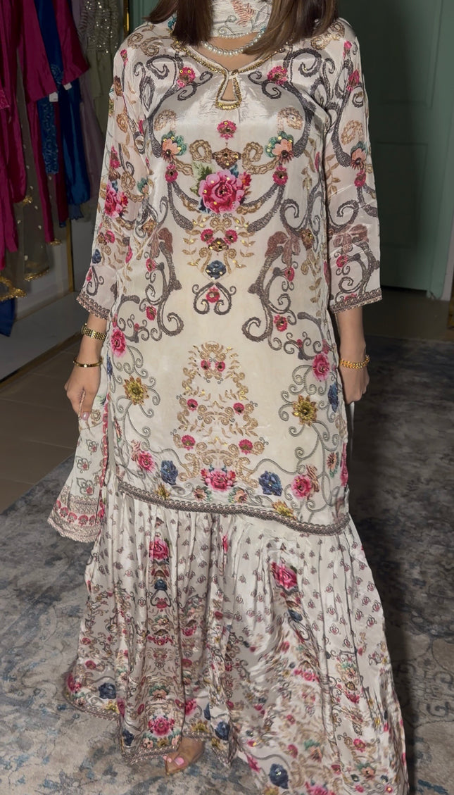 Beige sharara suit