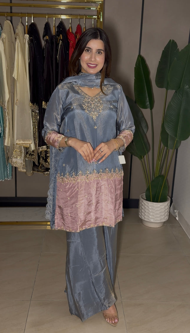 Grey Pink Festive Outfit
