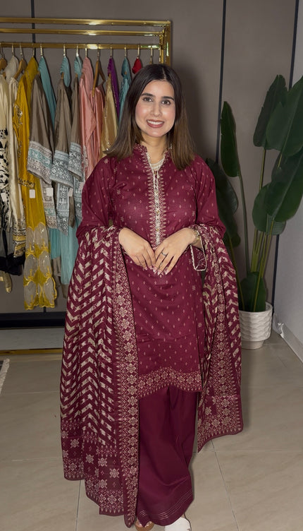 Purple cotton Farshi suit