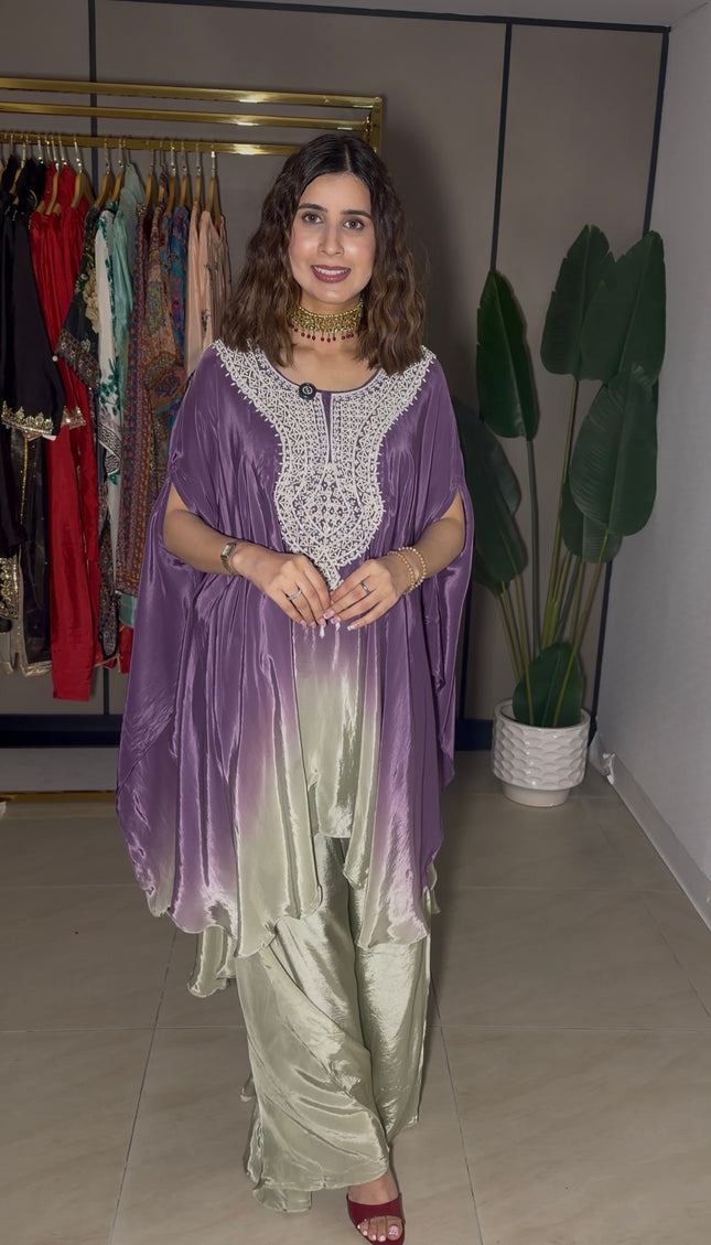 Pure Crepe Purple Ombre Kaftan