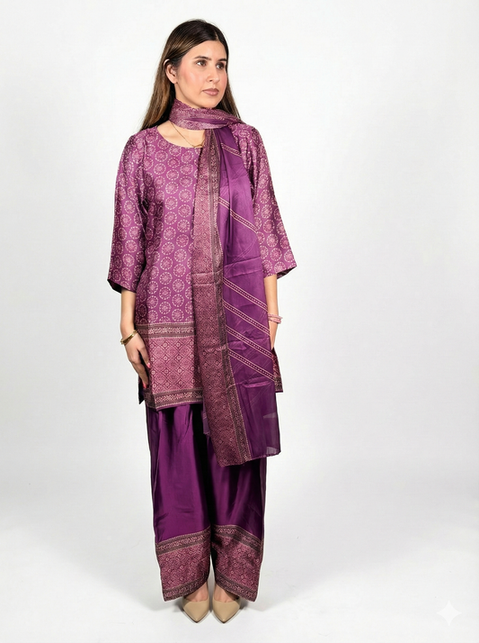 Beautiful charmeuse silk Pakistani Farshi