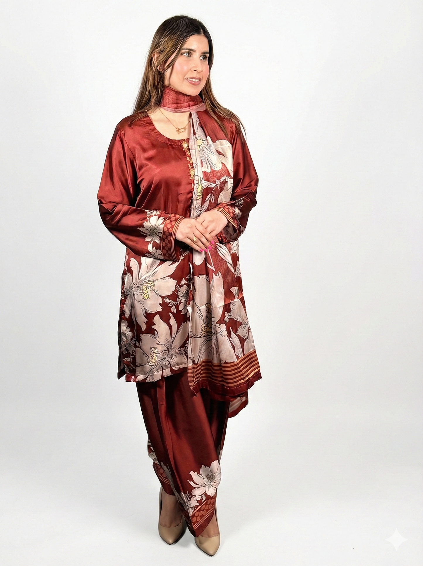 Beautiful Maroon Pakistani Farshi Suit