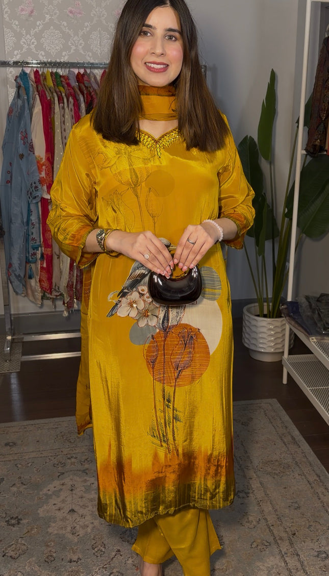 Pure Crepe Long Shirt With Pants